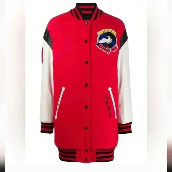 Moschino Mickey Rat Wool Blend Varsity Jacket US 8 excellent condition - Picture 2 of 9